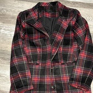 Ann Taylor Red and Black Plaid Blazer
